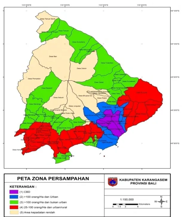 Gambar 3.14. Peta Zona Pengembangan Persampahan di Kabupaten Karangasem 