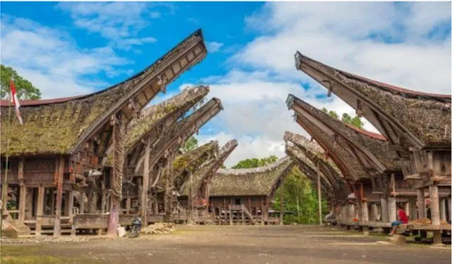 Gambar 4. Bangunan Adat Khas Toraja yang dibangun saling  Berhadapan: 