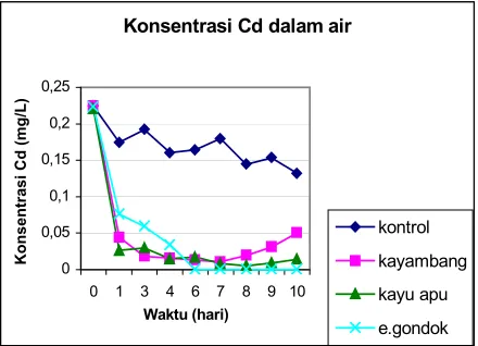 Tabel-2. Persentase penurunan konsentrasi Cd.  