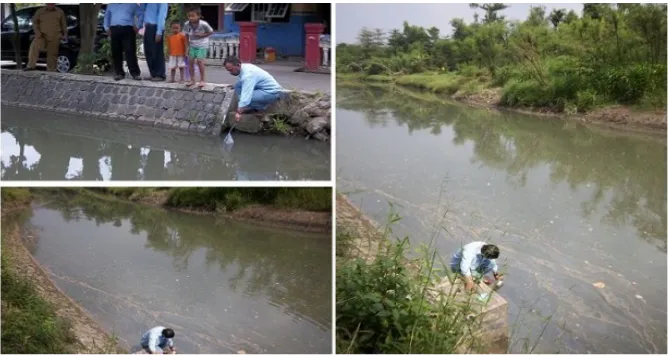Gambar 2. Limbah hasil pabrik kertas mencemari sungai di Mojokerto JawaTimur