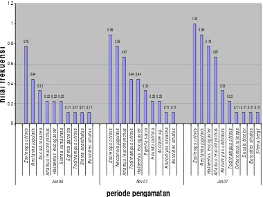 Gambar 7. Grafik Nilai Frekuensi Burung yang Ditemukan di P. Geleang   