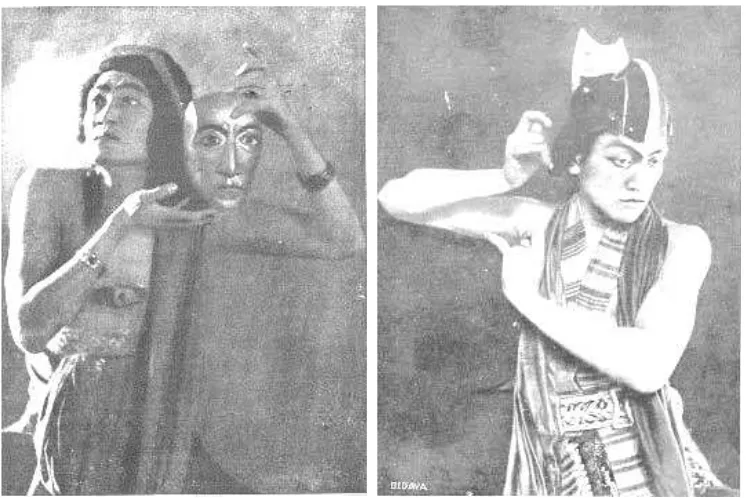 Gambar 1 & 2. Foto  Jodjana yang dipublikasikan dalam leaﬂ et  pertunjukan tahun 1937