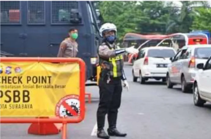 Gambar 1.1 Check Point Pembatasan Sosial Berskala Besar di Surabaya 