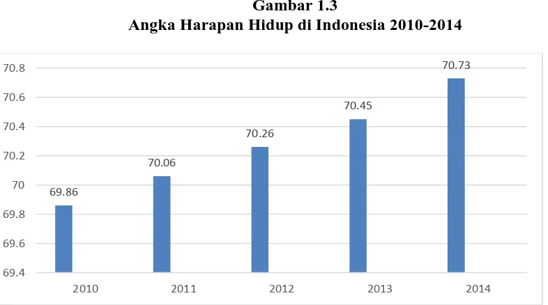 Gambar 1.3 Angka Harapan Hidup di Indonesia 2010-2014 
