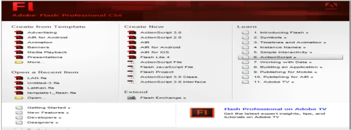 Gambar 3. Jendela Utama Adobe Flash Professional CS6 