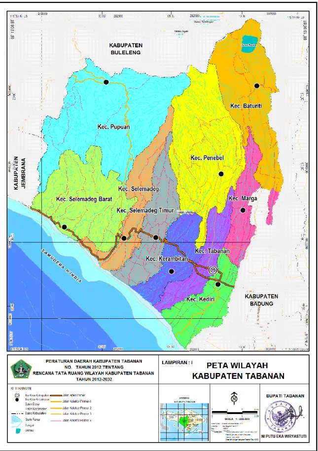 Gambar 4.1  Peta Wilayah Administrasi Kabupaten Tabanan 