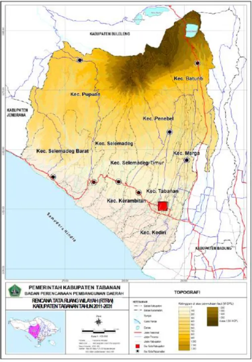 Gambar 4.2 Peta Topografi Wilayah Kabupaten Tabanan 