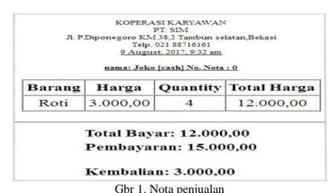 Gambar 2 adalah bentuk tidak normal dari Nota  Penjualan. 