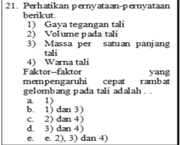 Gambar 9.   Bentuk soal indikator  extrapolation. 