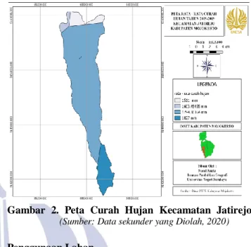 Gambar  1  Peta  Kemiringan  Lereng  Kecamatan  Jatirejo         Kabupaten Mojokerto.  (Sumber: Data sekunder  yang Diolah, 2020) 