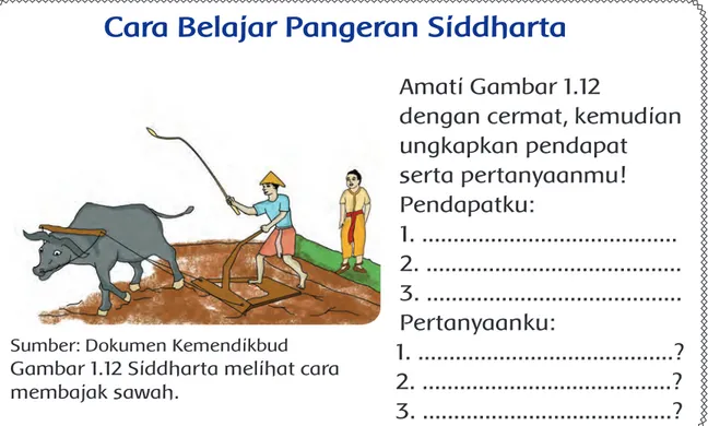 Gambar 1.12 Siddharta melihat cara  membajak sawah.