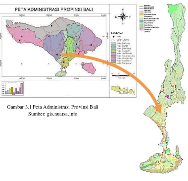 Gambar 3.1 Peta Administrasi Provinsi Bali 