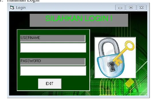 Gambar III.11 Halaman Login 2. Halaman Menu Utama