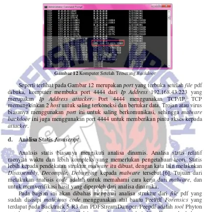 Gambar 11 merupakan gambar portserangan  dari komputer yang belum terjadi malware backdoor