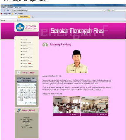 Gambar 4.1 Tampilan Halaman Depan Web Profil SMA 