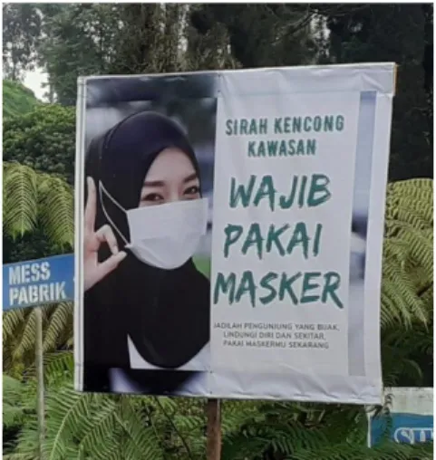 Gambar 2. Banner pemberitahuan wajib pakai masker  Sumber: dokumen peneliti 