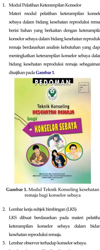 Gambar 1. Modul Teknik Konseling kesehatan  remaja bagi konselor sebaya 