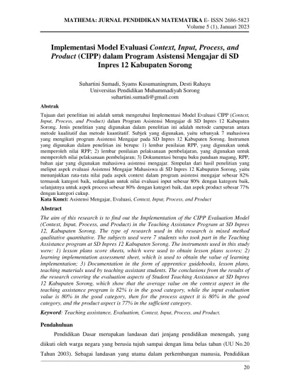 Implementasi Model Evaluasi Context, Input, Process, And Product (CIPP ...