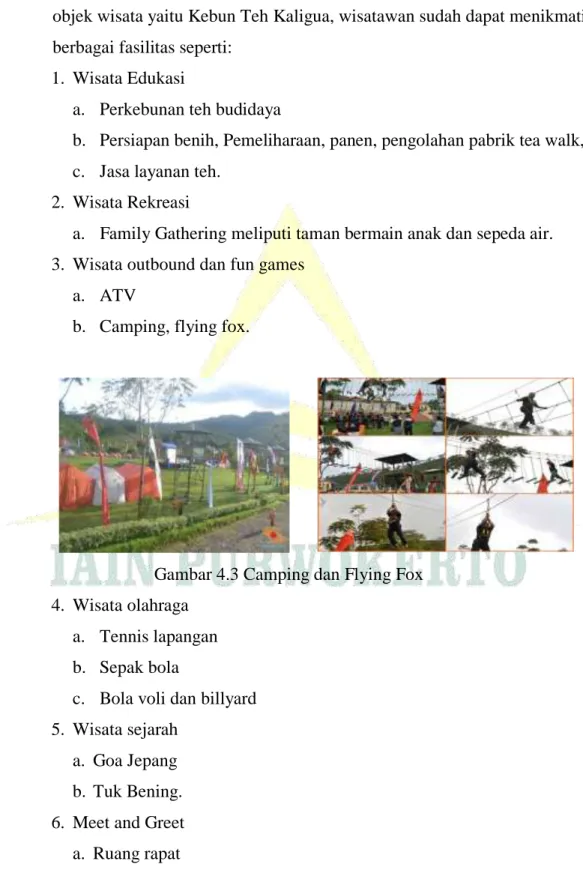 Gambar 4.3 Camping dan Flying Fox  4.  Wisata olahraga 