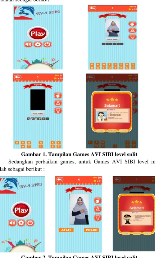 Gambar 1. Tampilan Games AVI SIBI level sulit 