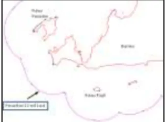 Gambar  19  Penarikan  Batas  Pengelolaan  menggunakan  metode  Median  Line    Provinsi  Banten  dan  Provinsi  Lampung  dengan  peta  dasar  (a)  Citra  Landsat (b) Peta RBI 