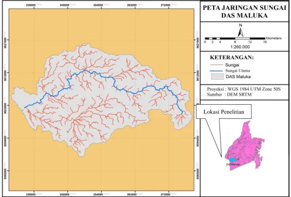 Gambar 3. Peta Jaringan Sungai DAS Maluka 