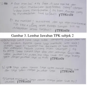 Gambar 3. Lembar Jawaban TPK subjek 2  