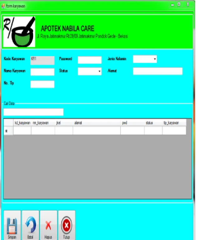 Gambar 6. User Interface Form Karyawan 