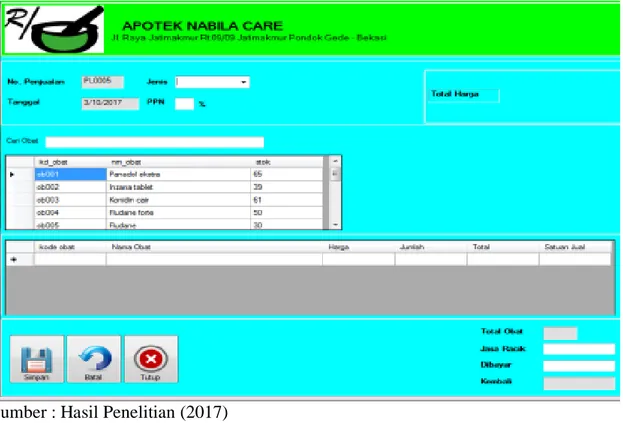 Gambar 7. User Interface FormPenjualan  e.  Form Pembelian 