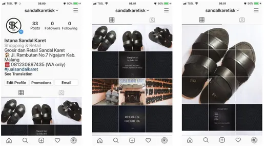 Gambar 5. Halaman Display Produk pada Sosial Media Instagram Istana Sandal Karet 