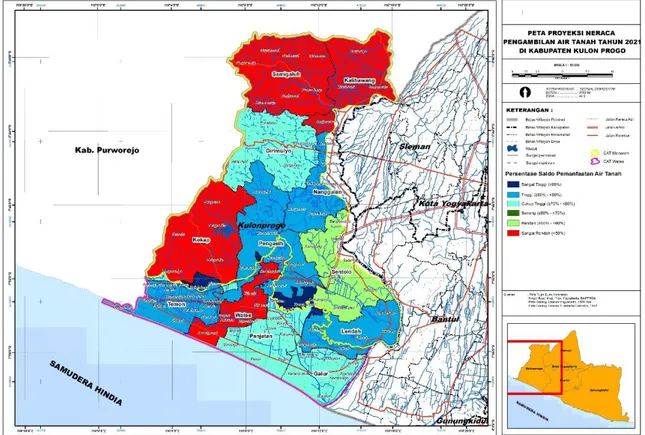 Gambar 3. Peta Proyeksi Neraca  Pengambilan Airtanah Tahun 2021 di Kabupaten Kulon Progo 