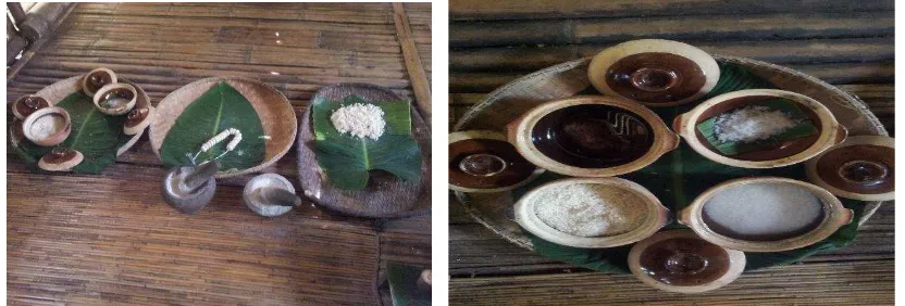 Gambar 3.2 : Bahan-Bahan dan Proses dalam menghasilkan ‘Montoku’ di Rumah Suku Kaum Dusun