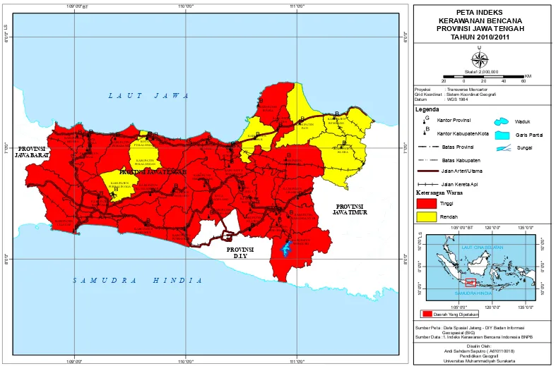 Gambar 1.2 Peta Indeks Kerawanan Bencana  Provinsi Jawa Tengah