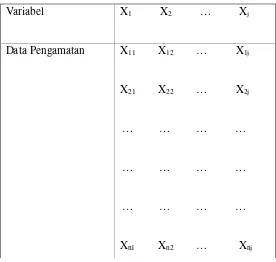 Tabel 2.1 Matriks Pengamatan 