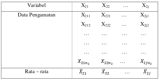 Tabel 2.3 Matriks Data Pengamatan dari Grup II 