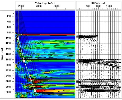 Gambar 3.13 Velocity Analysis pada CDP 701 data sintetik 
