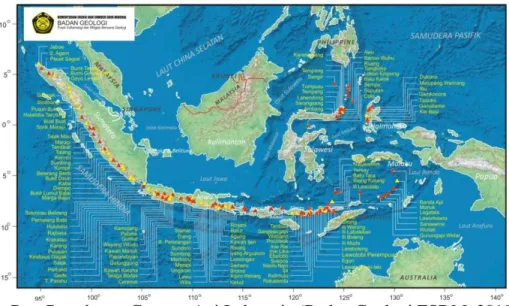 Gambar 1. Peta Persebaran Gunung Api Indonesia (Badan Geologi ESDM, 2015) 