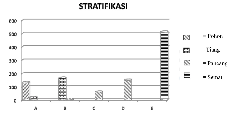 Gambar 3. Diagram stratifikasi pada masing-masing tegakan hutan 