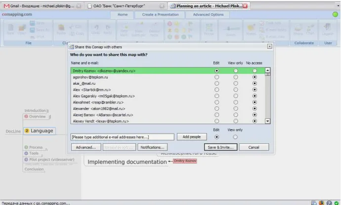 Fig. 5. Collaboration on the article plan 