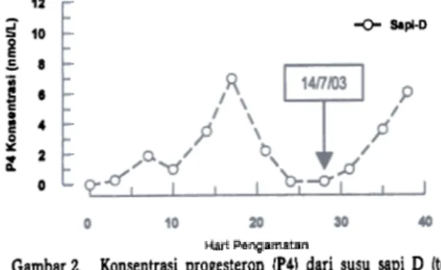 Grafik  analisis  RIA  Progesteron  dati sampel  susu  sapi  D  disajikan  pada  Gambar  2