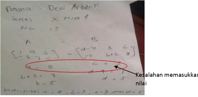 Tabel 4.6 Distribusi frekuensi kesalahan dan presentase kesalahan 