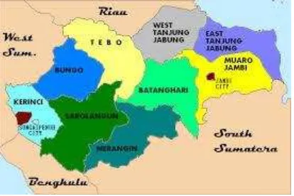 Gambar 3.1 Peta Lokasi Kabupaten Muaro Jambi 