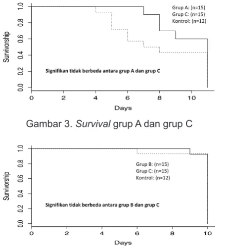 Gambar 3. Survival grup A dan grup C