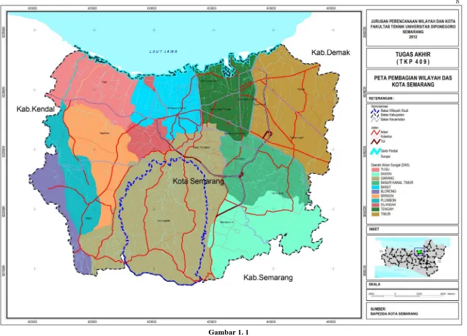 Gambar 1. 1  Peta Pembagian Wilayah DAS Kota Semarang