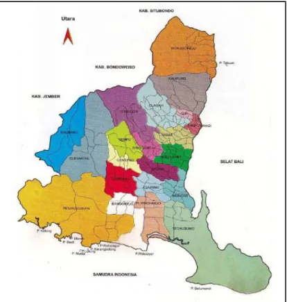 Gambar 2.1. Peta Administrasi Kabupaten Banyuwangi 