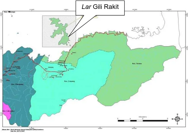 Gambar 4.2.  Peta Lokasi  Lar Badi di Kecamatan Moyo Hilir 