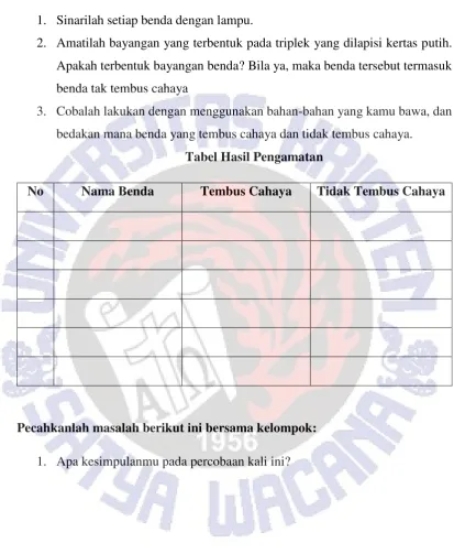 Tabel Hasil Pengamatan 