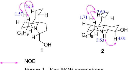 Figure 1.  Key NOE correlations 