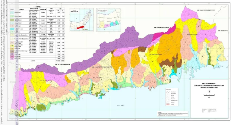 Gambar  4.   Peta Satuan Lahan di Empat Kecamatan Kabupaten Bolaang Mongondow Selatan 