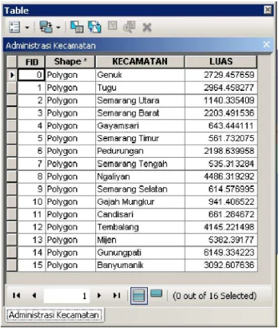 Gambar 3.5 Hasil akhir data spasial peta administrasi kota Semarang 